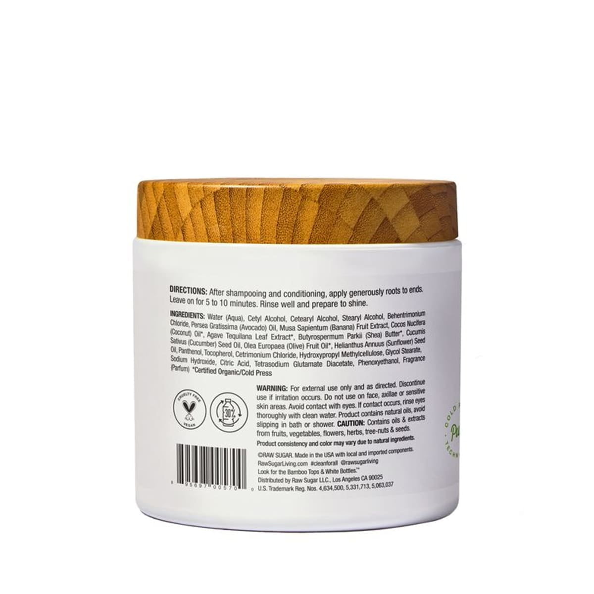 Raw Sugar Healing Power Hair Masque with Avocado Oil, Banana, Coconut Milk, and Agave - 12 fl oz