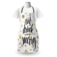 thumbnail image 3 of Eat Drink and Be Merry Apron, Abstract Snowflakes Circles Celebration for New Year Typography, Unisex Kitchen Bib with Adjustable Neck for Cooking Gardening, Adult Size, Multicolor, by Ambesonne, 3 of 4