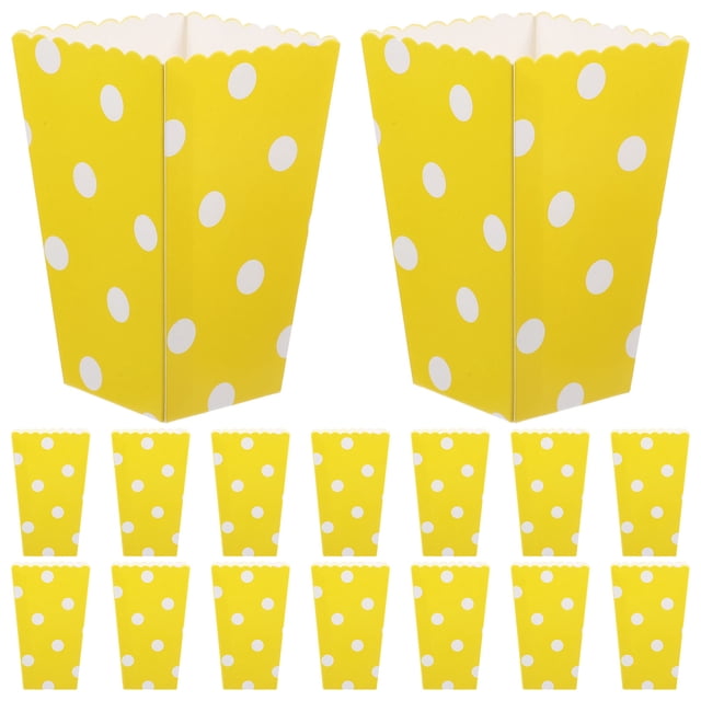 UPOUART 24pcs Yellow Paper Popcorn Boxes for Party Decorations Versatile Treat Containers with Dots Pattern