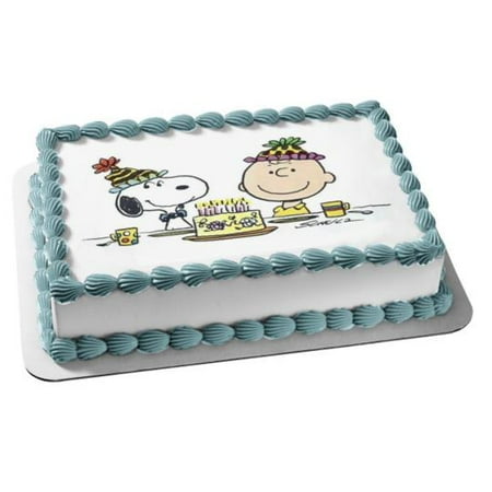 Peanuts Happy Birthday Charlie Brown Snoopy Cake Party Hats Edible