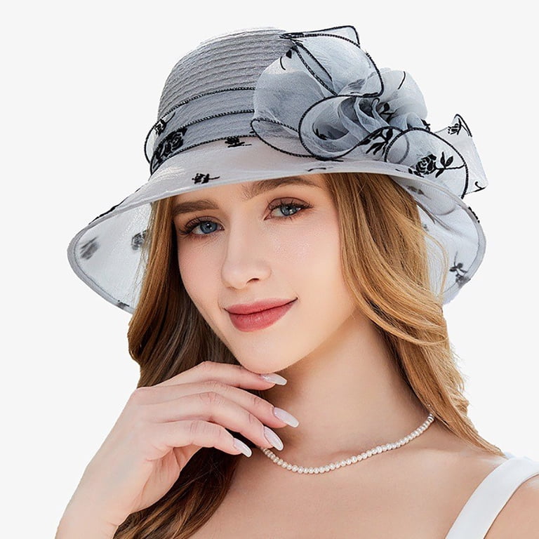 Tea Party Hat Easter Womens Summer Dress Hat Wide Leaf Flower Bridal Shower  Hat Sun Hats Beach Hat - Walmart.com