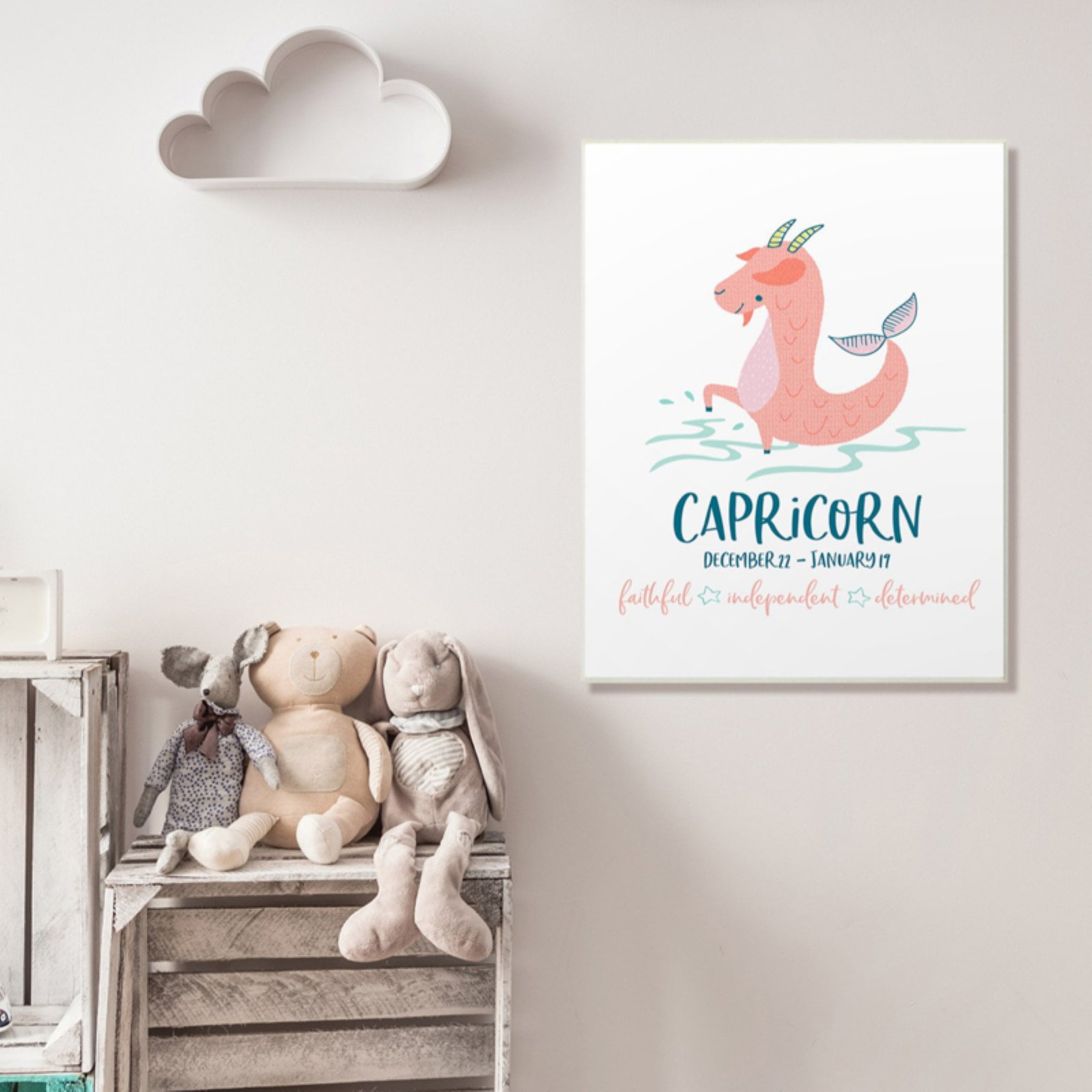 The Stupell Home Decor Collection Fun Modern Zodiac Capricorn Goat Fish Wall Art