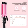 thumbnail image 4 of 3 Barrel Curling Iron Wand, Jungle Wave 1" Ceramic Triple Barrels Hair Crimper with LCD Display, Gift for Mother's Day, Pink, 4 of 10