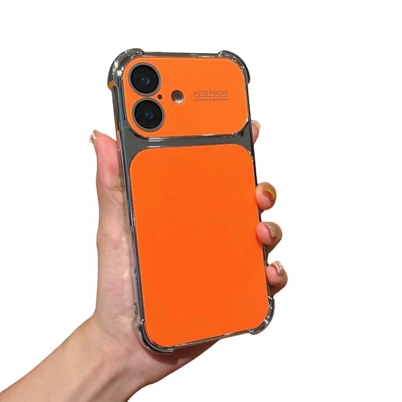 Allytechgroup Rugged Case for Apple iPhone 16 Plus, Corner Protective Anti-Fingerprint Electroplating Stylish Luxury Design Shockproof Anti-Scratch Phone Case Cover for Women Men, Orange