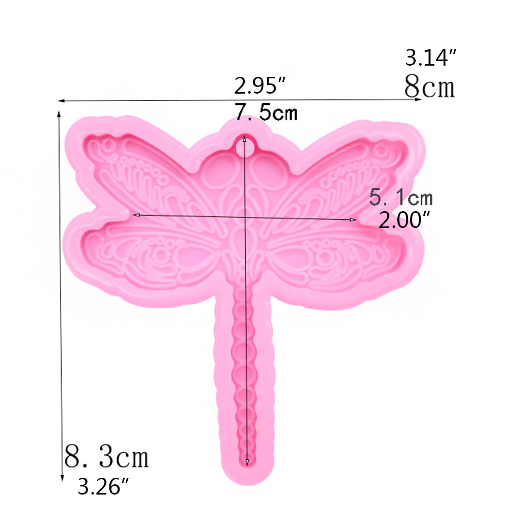 Dragonfly Silicone Mold Keychain Resin Mold Dragonfly Key Chain Pendant Mold Epoxy Resin Casting Mold and Key Ring with Chain for DIY Crafts Jewelry Making Supplies 