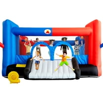 WELLFUNTIME Large Bounce House for Kids 3-12, 183" x 176" x 80" Bouncer with 640W Blower, Slide, Basketball, Inflatable Jumping Bouncy Castle for Outdoor