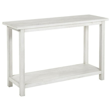 Ayne Console Table, 1 Bottom Shelf, Distressed White Wood, 47 Inch