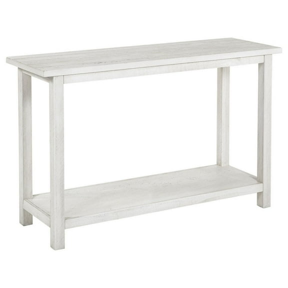 Ayne Console Table, 1 Bottom Shelf, Distressed White Wood, 47 Inch