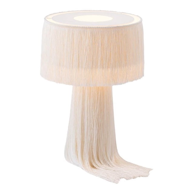 TOV Furniture Atolla 15.2"H Transitional Cotton Tassel Table Lamp in Cream