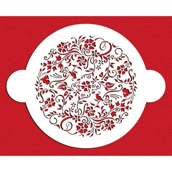 Designer Stencils C569 Nature's Vignette Cake Stencil Top, Beige/semi-transparent