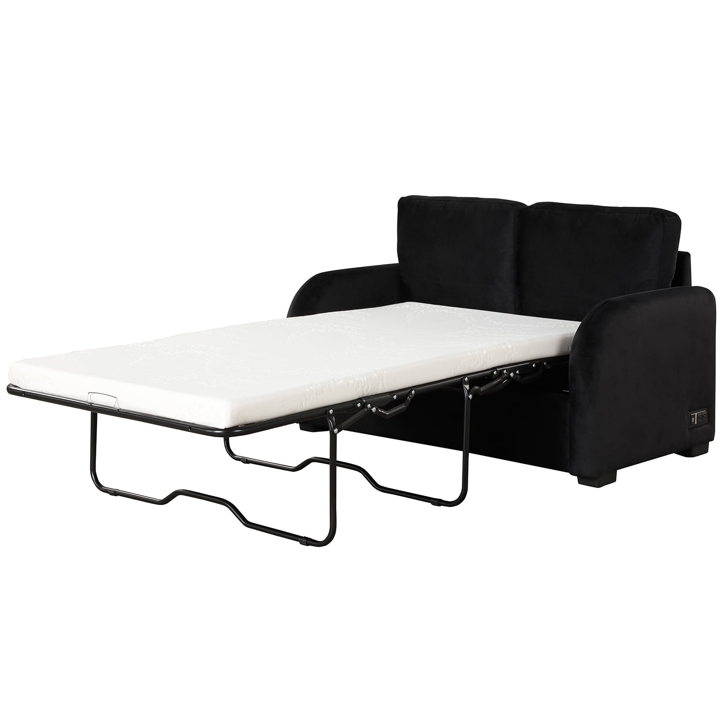 Kadyn Pull Out Sofa Bed, Loveseat Sleeper Sofa Bed with USB Charging Port and 3-pin Plug, Convertible Sofa Bed with Twin Size Mattress Pad, Black Kadyn Pull Out Sofa Bed, Loveseat Sleeper Sofa Bed with USB Charging Port and 3-pin Plug, Convertible Sofa Bed with Twin Size Mattress Pad, Black