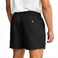 thumbnail image 3 of Men's Summer Cotton Linen Shorts Vintage Loose Fit Drawstring Short Mens Casual Solid Elastic Waist Lightweight Breathable Short Pant, 3 of 8