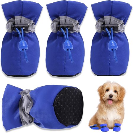 Dog Shoes, Dog Boots Paw Protector with Reflective Straps, Non Slip Dog Booties for Small Medium Dogs and Puppies 4PC,sdog Shoes for hot Pavement