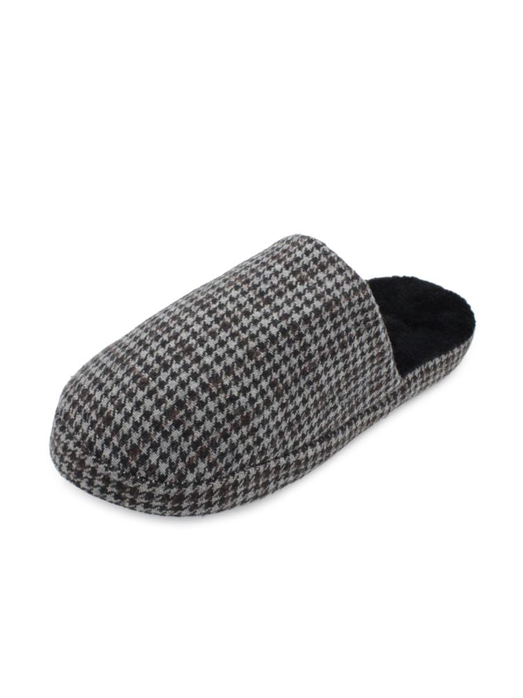 Mens Plaid Plush Lined Cozy Non Slip Indoor Soft Slippers