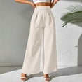 thumbnail image 2 of Xyxonk Dress Pants Women High Waisted Work Pant Plus Size Long Wide Leg Trousers with Pockets Dressy Comfy Women's Slackses, White L, 2 of 5