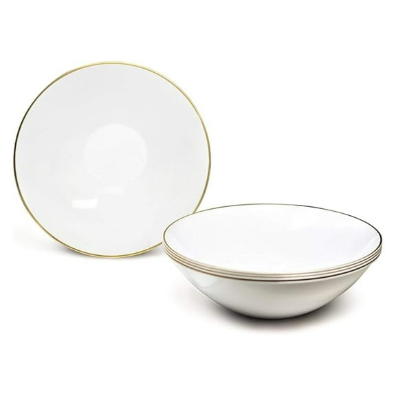 120 Pieces Plates Pack, Disposable Wedding Party Plastic Bowls (16oz Soup Bowl, , White & )