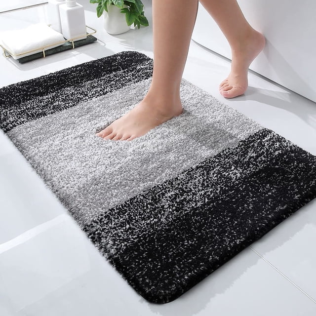 Luxury Bathroom Rug Mat, Extra Soft and Absorbent Bath Rugs, Non-Slip Plush Shaggy Bath Carpet, Machine Wash Dry, Bath Mats for Bathroom Floor, Tub and Shower, 24x16, Black
