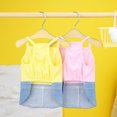 thumbnail image 3 of LYMAYTER Dog Cartoon Pattern Double Pockets Letter Print Patchwork Puppy Party Spring Summer Sling Denim Dog Skirt for Small, 3 of 6