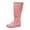 Pink, variant on Women's Round Toe Knee High Boots Comfortable Wide Calf Leather Slouchy Fold Over Booties Hidden Wedge Slip On Riding Boots White Size 6