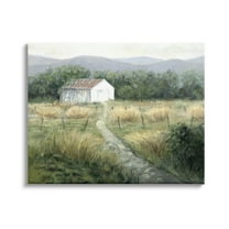 Stupell Industries Traditional White Cottage Path Landscape Painting Gallery Wrapped Canvas Art Print Wall Art, 40 x 30