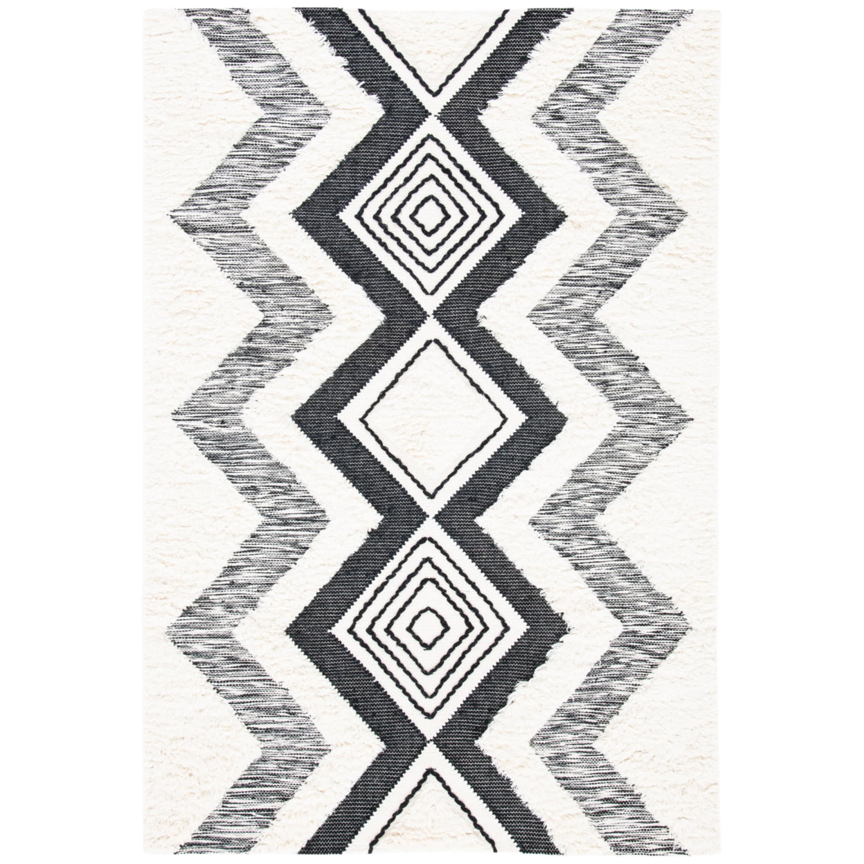 SAFAVIEH Natura Antonio Geometric Wool Area Rug, Ivory/Black, 6' x 9'