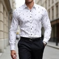 thumbnail image 2 of ZVNAΖH Men's Slim Fit Business Shirt, Long Sleeve Feather Print Button Down Formal Top for Office & Wedding, XS-2XL, 2 of 9