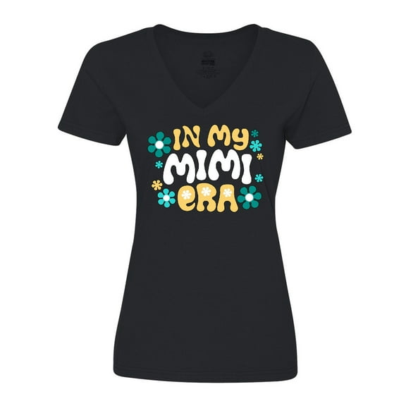 Inktastic In My Mimi Era Retro with Flowers Women's V-Neck T-Shirt