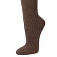 thumbnail image 3 of Couver Women's Plain Winter Cable Knitted Boot Over Knee Socks/Thigh High Stockings- Dark Brown - 1 Pair, 3 of 5