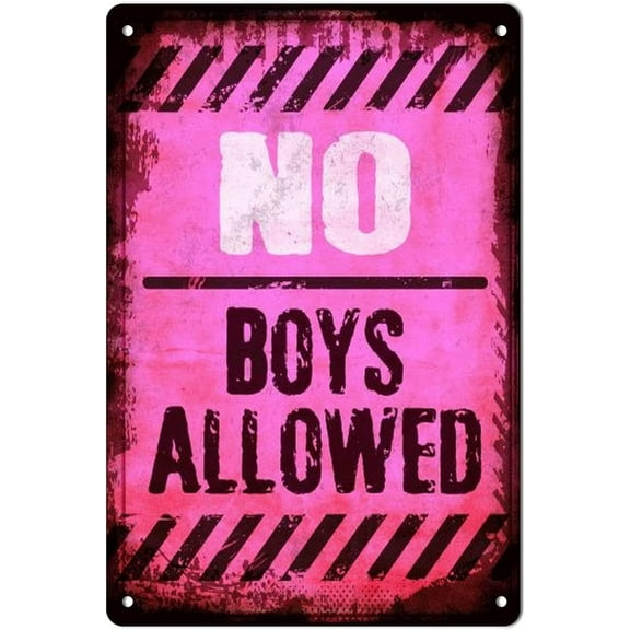 No Boys Allowed Sign for Girls, Pink Tin Sign Room Wall Decor for Bedroom Teen Girls Daughter Bedroom Door Wall Decoration 8x12 Inch