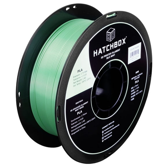 HATCHBOX Filament d'Imprimante 3D Silk Mint PLA 1.75mm, Bobine de 1 kg, Précision Dimensionnelle +/- 0.03 mm, Filament d'Impression 3D