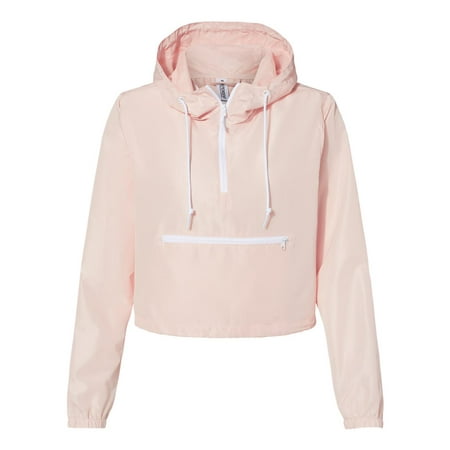 Independent Trading Co. - New - MmF - Women's Lightweight Quarter-Zip Pullover Crop Windbreaker