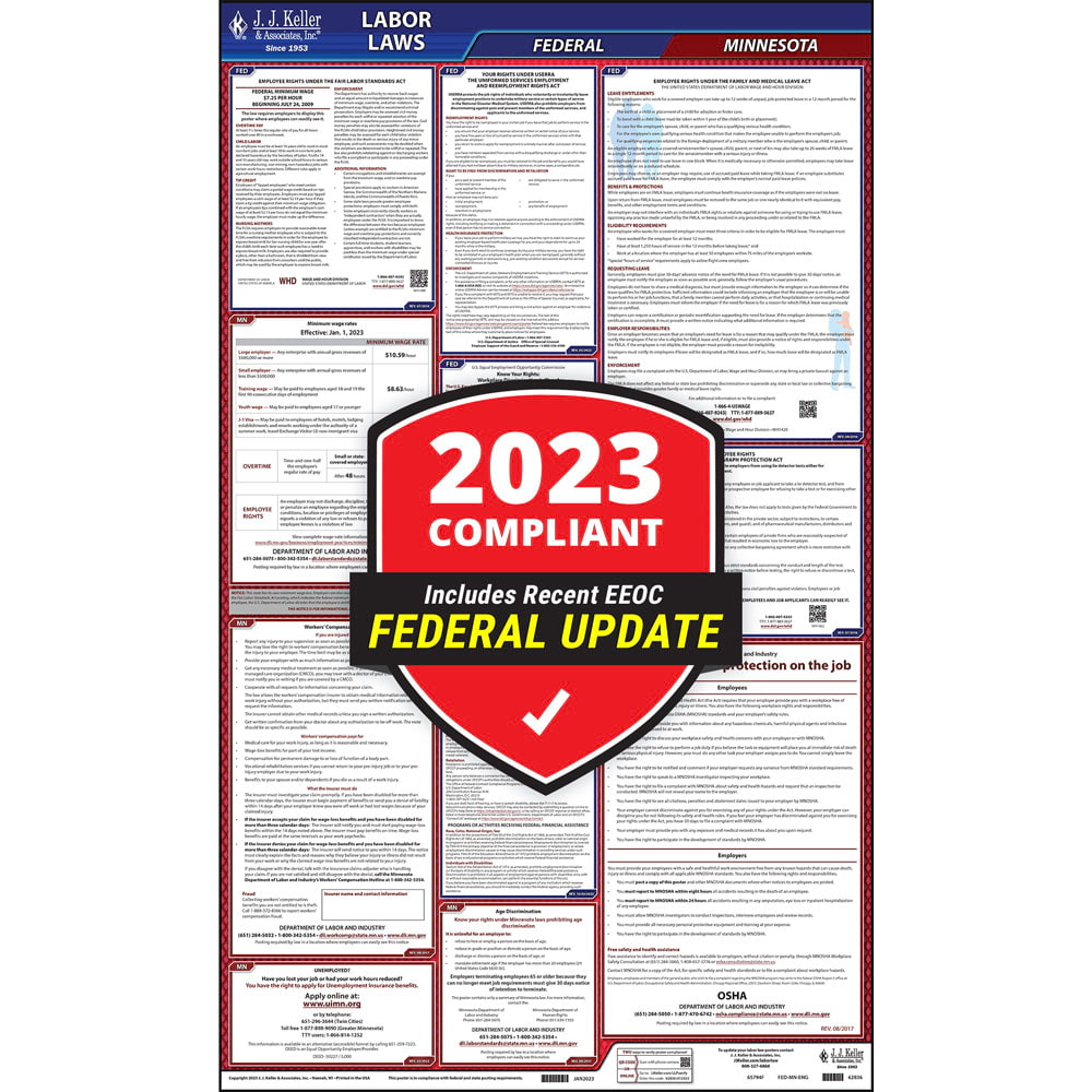 2023 Minnesota Labor Law Poster, AllinOne OSHA Compliant MN State