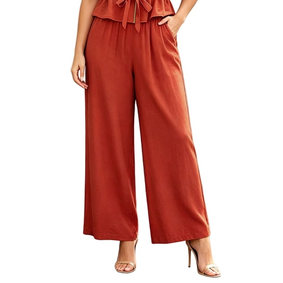 Womens Pants Effortless Short Sleeve Solid Poplin Dress Shirt with Classic Notched Collar Pants Trousers