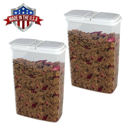 - 2 Pack of 4 Qt Cereal Snack Keeper Food Storage Dispenser Container Flip Top Lid