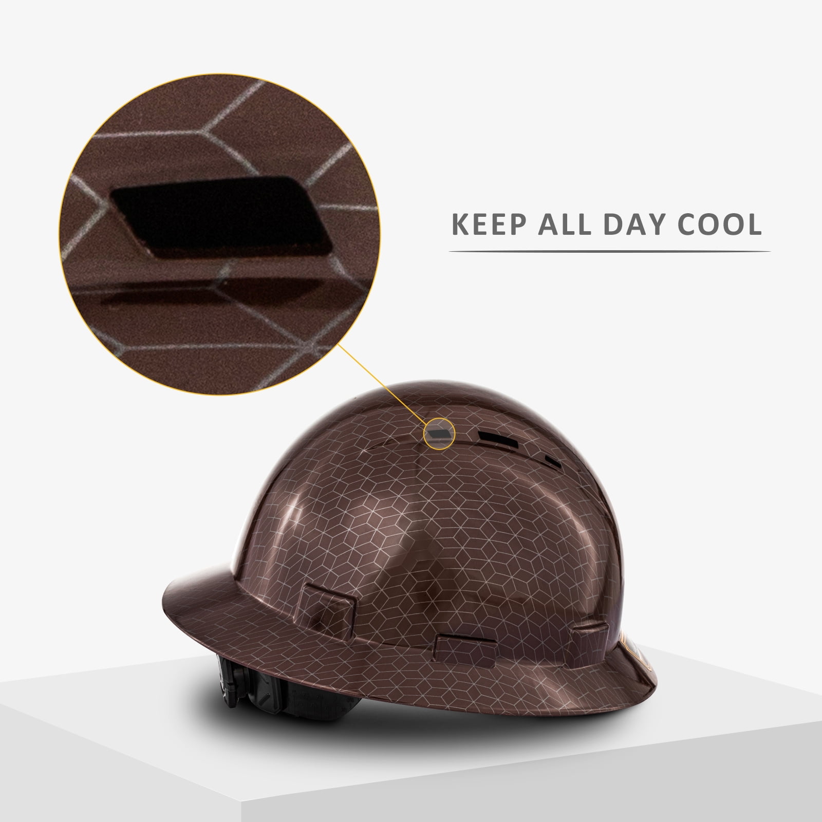 ProtectX Premium Full Brim Hard Hat, Cascos De Construccion for Safety, Vented, 6-point Adjustable Ratchet Suspension, Burgundy, OSHA/ANSI Compliant
