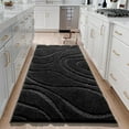 thumbnail image 3 of Bathroom Rugs Mat, Soft Plush Shaggy Microfiber Bath Rug, Non Slip Bath Mats for Bathroom Runner Floor, Machine Washable Absorbent Carpet for Shower Tub, Black 24"x47", 3 of 10