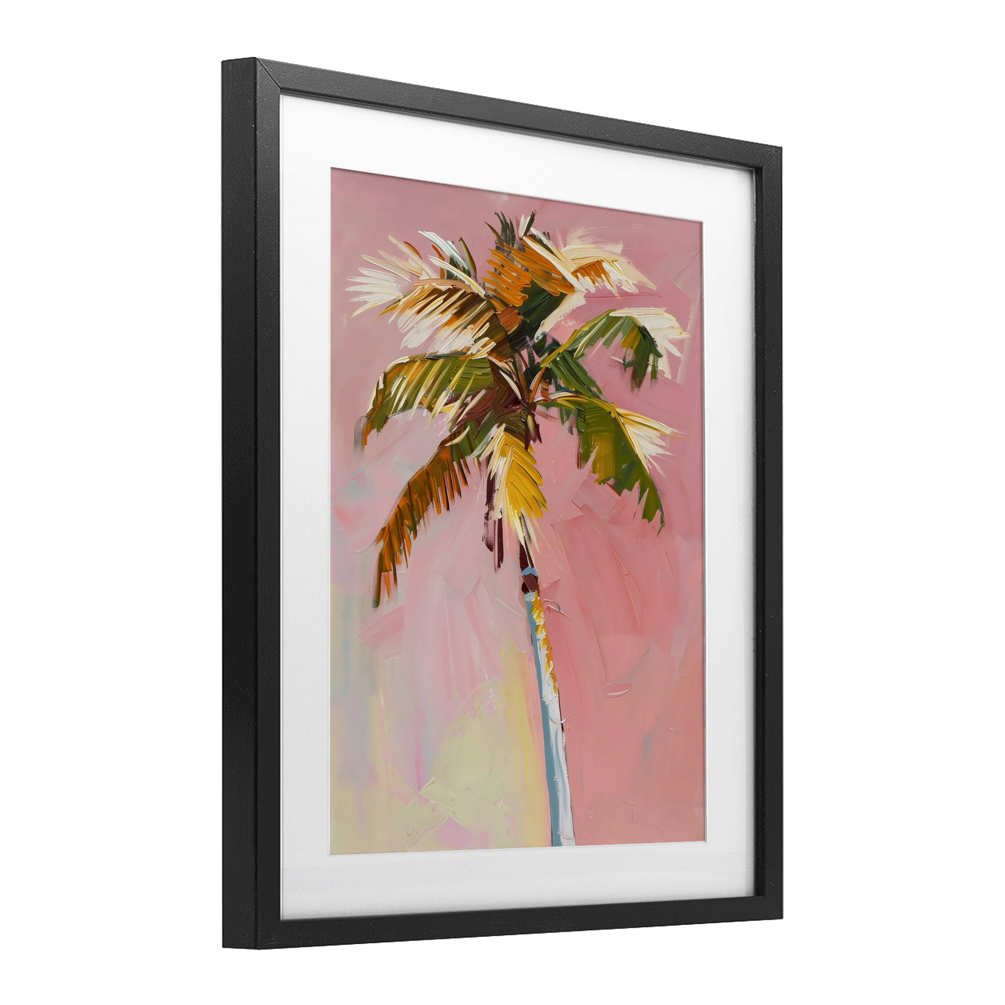 Stupell Industries Pink Palm Summer Oasis Black Framed Print Under Glass, design by The Prints Vibe