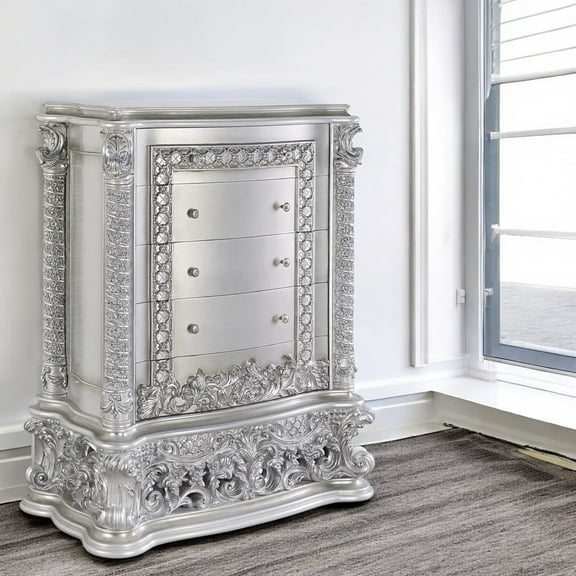 Acme Valkyrie Chest, Antique Platinum FinishResin, Composite WoodAntique Platinum Finish