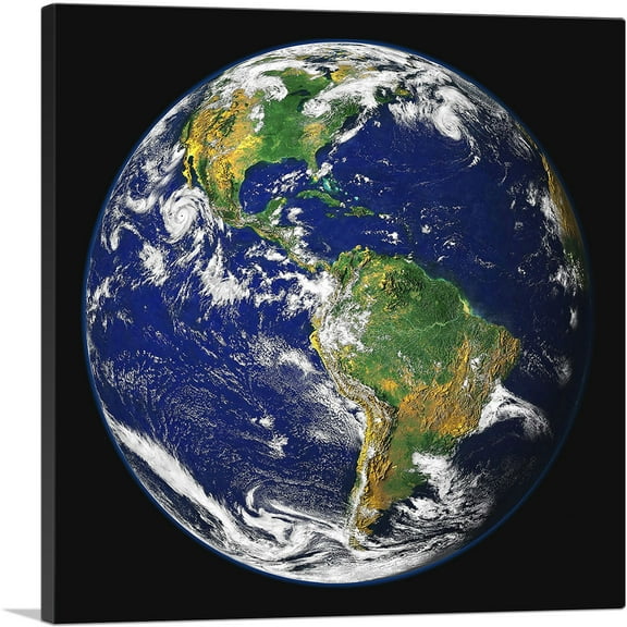 ARTCANVAS View from Space Earth North America South America Planet Earth Canvas Art Print - Size: 18" x 18" (0.75" Deep)