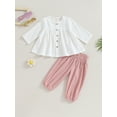 thumbnail image 2 of GXFC Toddler Girl Fall Outfits Set Clothes 6M 1T 2T 3T 4T Kids Girl Long Sleeve Button Down Shirt Tops and Elastic Waist Pants 2Pcs Casual Autumn Clothing for Children Girl, 2 of 9