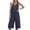 Navy, variant on Women's Sleeveless Zip-Front Top and Wide Leg Culottes Two Piece Outfit with Pockets for Casual Everyday Wear