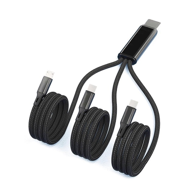3 in 1 Multiple Charge Cord USB C to Dual USB C Micro USB Connector Fast Charging Cable for Cell Phones Tablets and More Red