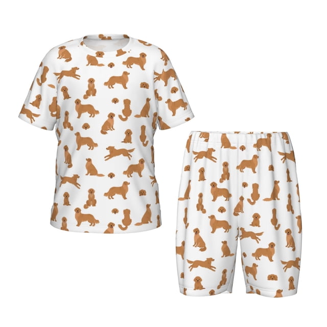 Cauagu Labrador Retriever Chien pour Enfants Ensemble de Pyjamas à Manches Courtes, Ensemble d'Été pour Enfants Col Rond Pjs Ensemble 2 Pcs Parfait pour Petits Garçons Filles-Petit