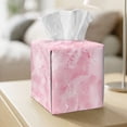 thumbnail image 5 of FKELYI Marble Pink Print Tissue Box Cover PU Leather Texture Tissue Holder Squared Facial Paper Organizer Holder for Home Bedroom Living Room Tabletop Decor, 5 of 7