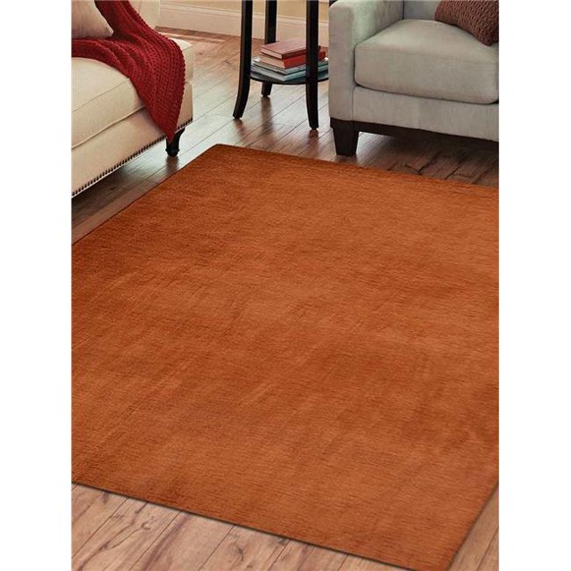 5 x 8 ft. Hand Knotted Gabbeh Wool Solid Rectangle Area Rug, Orange