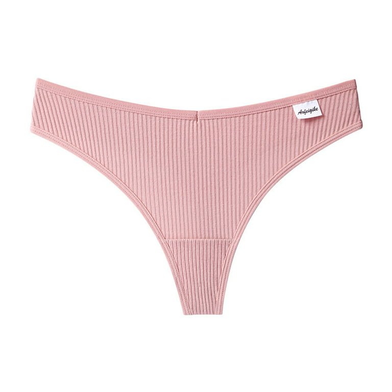 Qcmgmg Underwear Low Waisted Seamless Cotton T-Back Bikini Panties for  Women Plus Size Watermelon Red XL 
