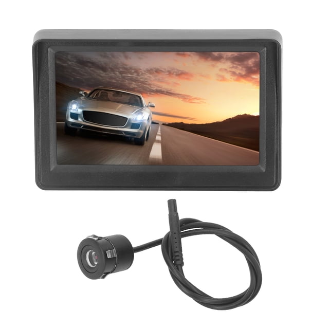 Backup Camera Monitor Kit, 2 Video Inputs Night Vision Weatherproof Car Rear View System for RVs Trailers Trucks Pickups Round Camera,Butterfly Camera,4LED Light Camera,License