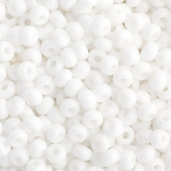 John Bead Czech Glass Seed Beads 11/0 (250g) Opaque White Bead for Crafts