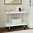 thumbnail image 5 of Martha Stewart Liam 2-Tier Mobile Office Storage Cart, White/Polished Brass, 5 of 13