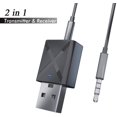 thumbnail image 1 of Bluetooth 5.0 Receiver Transmitter  2-in-1 3.5mm Audio Transmitter  aptX Low Latency  Pair 2 at Once for TV/Home Sound System, 1 of 7